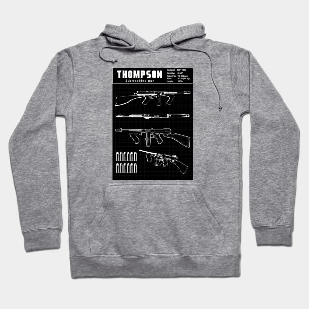 THOMPSON SUBMACHINE GUN Hoodie by theanomalius_merch